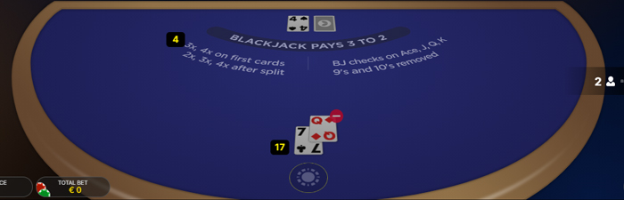 Met Power Blackjack kan je je inzet verdubbelen, verdrievoudigen en verviervoudigen