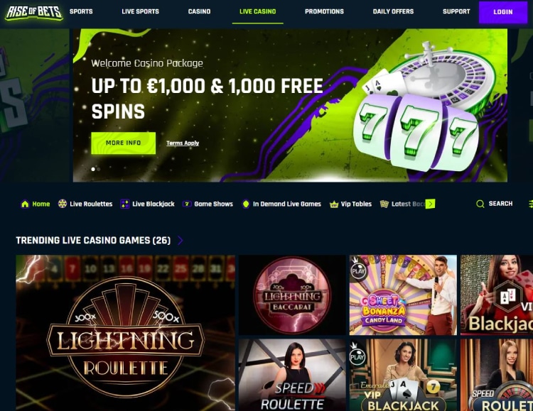 Rise of Bets live casino